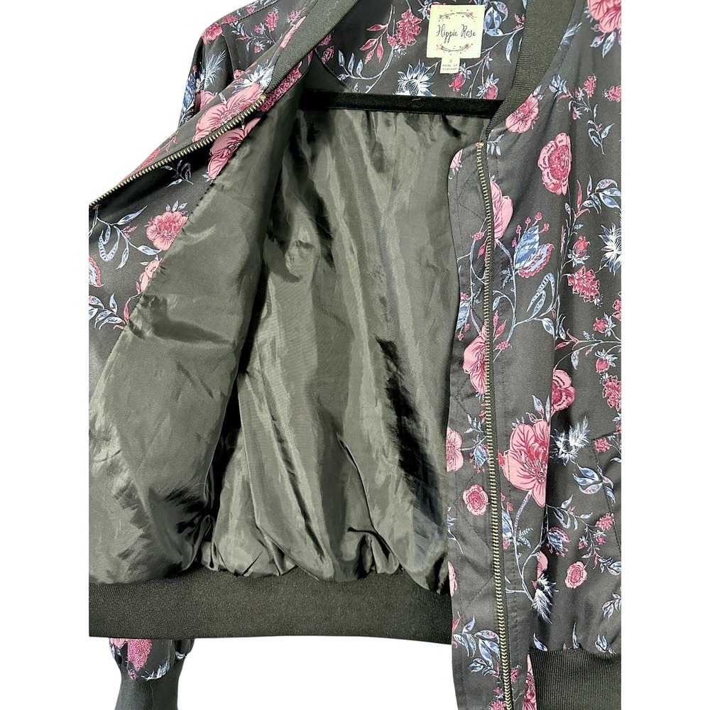 Hippie Rose Women's Floral Bomber Jacket Size S Boho Indie Artsy Y2K Soft Grunge - Picture 3 of 8